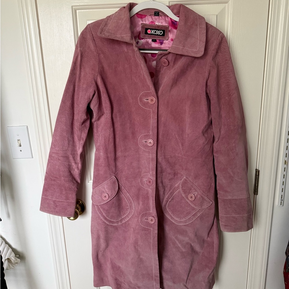 XOXO Women's Pink Leather Coat